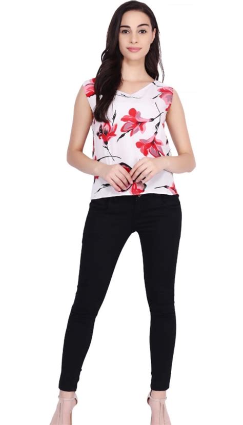 Adorable Crepe Printed Womens Top Stylosale