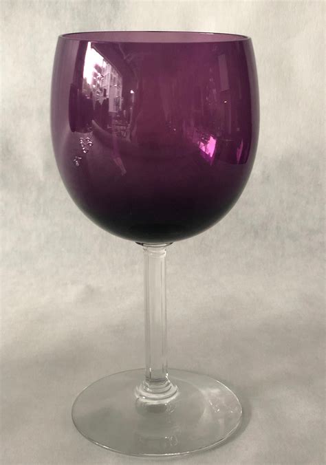 Set Of Seven Fostoria Deep Purple With Clear Stem Crystal Goblets Glasses For Sale At 1stdibs