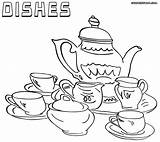 Dishes Coloring Tea Colorings Printable Sheet Getcolorings Awesome sketch template