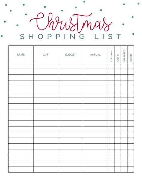Printable Christmas Shopping List Printable Word Searches
