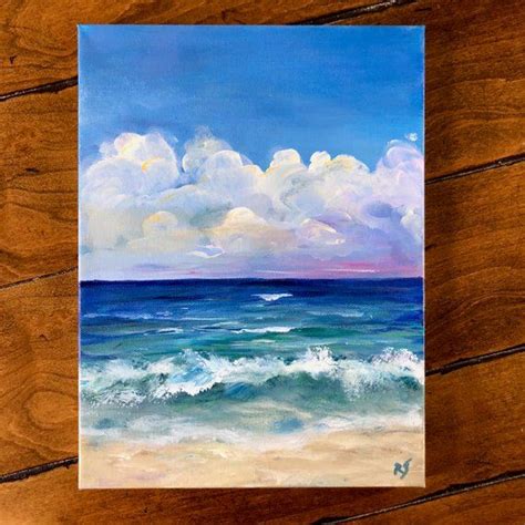 Small Beach Painting Mom Day T Florida Ocean Canvas Seascape