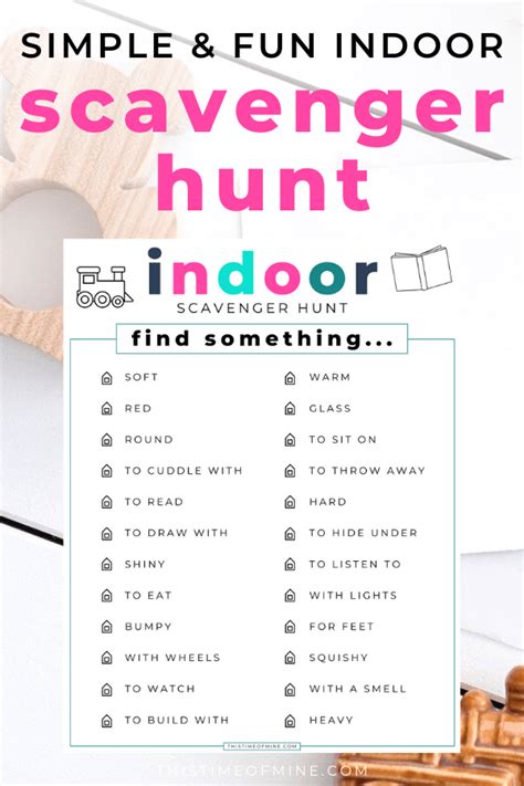 Expand upon the traditional scavenger hunt with one of these 32 learning, outdoor, treasure and other various scavenger hunt ideas for kids. Simple And Fun Indoor Scavenger Hunt For Kids | This Time ...
