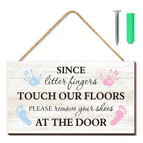 Jetec Wooden Wall Decorative Door Sign Since Little Fingers Touch Our