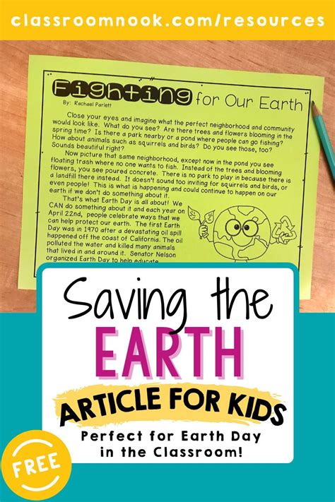 Free Non Fiction Earth Day Article Upper Elementary Grades