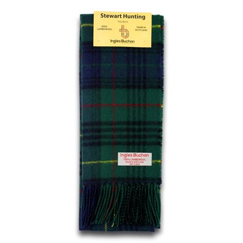 Stewart Hunting Tartan Scarf Made In Scotland 100 Wool Plaid