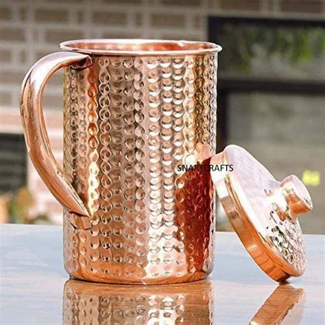 Indian Handmade Hammered Pure Copper Pitcher And Pure Copper Designer Jug Ayurveda Health