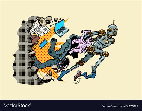 The Robot Breaks Out Human Stereotypes Royalty Free Vector