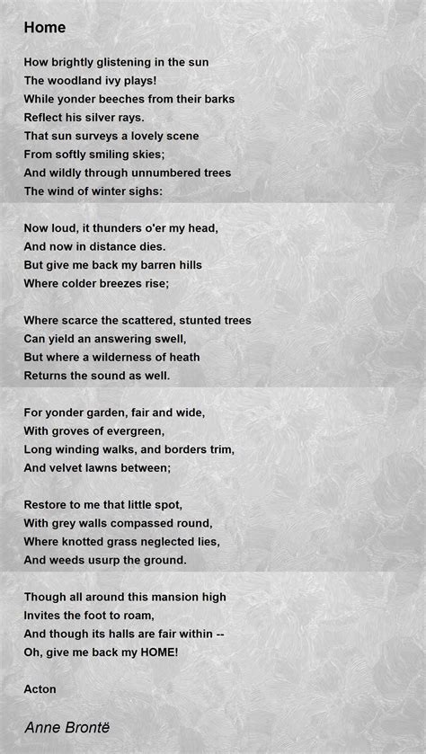 Home Poem by Anne Bront? - Poem Hunter