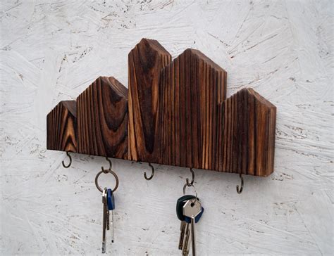 Simple Key Holder Rustic Key Hanger For Wall Wooden Key Etsy