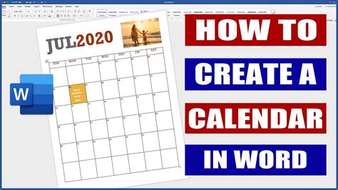 How To Create And Format A Calendar In Word Microsoft Word Tutorials
