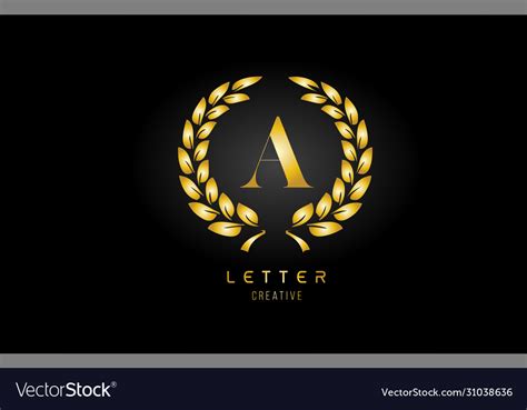 Gold Golden A Alphabet Letter Logo Icon Royalty Free Vector