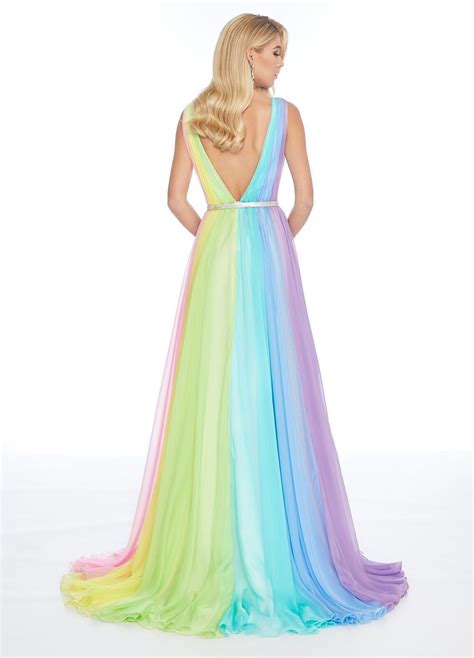 Ashley Lauren 1863 Pastel Rainbow Prom Dress Formal Chiffon Pageant