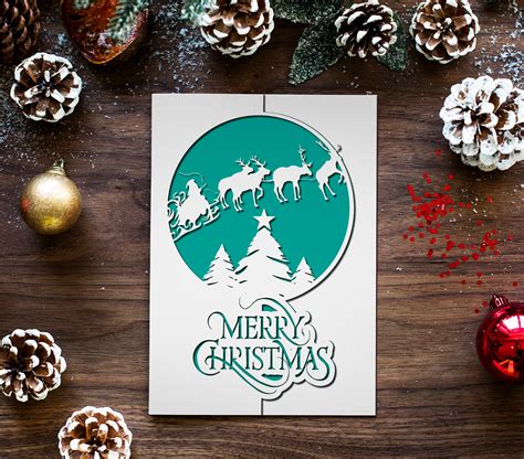 7 Christmas Cards Bundle Svg For Cricut Merry Christmas Etsy