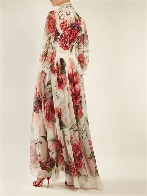 Peony And Rose Print Chiffon Gown Dolce Gabbana MATCHESFASHION