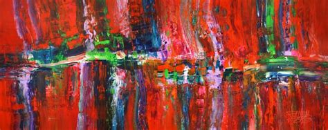 Slim Deep Red Abstraction 1 Painting By Peter Nottrott Saatchi Art