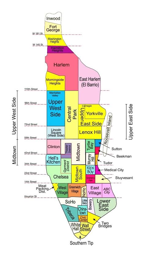 Maps Of Manhattan Neighborhoods Tourist Map Of English