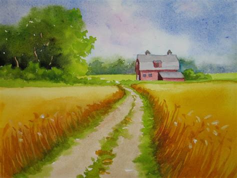 Nels Everyday Painting Wheat Fields Watercolor Sold