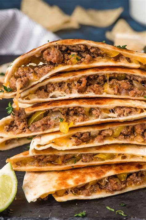 Cheesy Ground Beef Quesadillas are a super quick weeknight ...