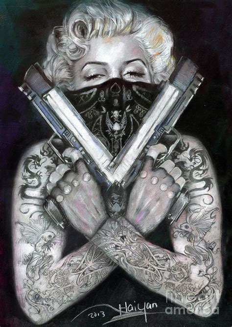 Marilyn monroe and charles manson are the band's namesakes in 1989, brian warner was a college student working towards a degree in journalism at broward college , gaining experience by writing music articles for the south florida lifestyle magazine 25th parallel. Marilyn Monroe Tattoo Portrait Painting by Haiyan Art
