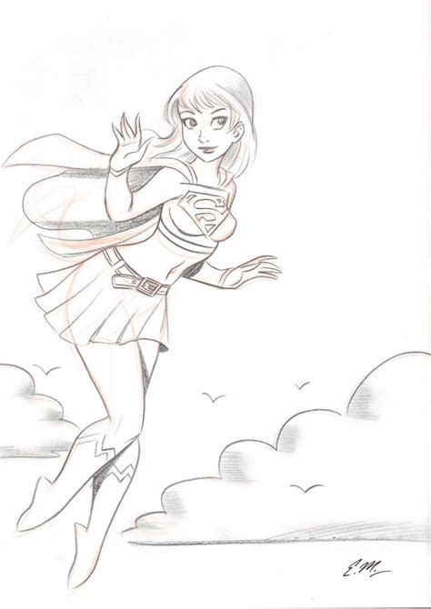 Supergirl Pencil Sketch By Em Scribbles On Deviantart