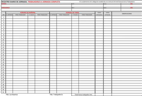 Registro De La Jornada Laboral Fedelhorce