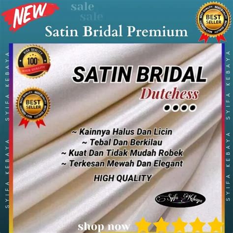 Kain Satin Bridal Premium Bahan Satin Bridal Meteran Kain Dutches