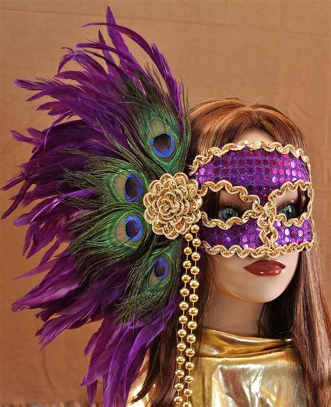 Hand Crafted Feather Mask Fm116 Feather Mask Mardi Gras Mask