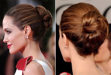 Angelina Jolie Updos Side View Of Twisted Bun Updo Hairstyles Weekly