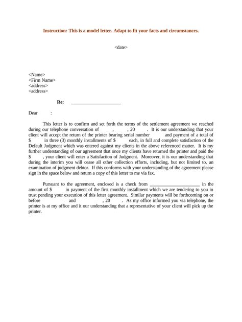 Letter Settlement Agreement Doc Template Pdffiller