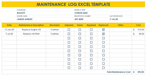 Best Free Fleet Maintenance Spreadsheet Excel Fleet Service Logs