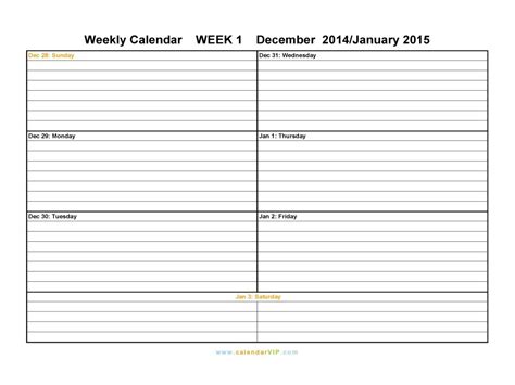 Printable weekly calendars