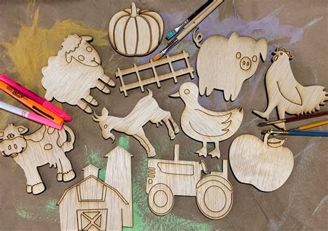 Farm Animal Wood Cutouts Unfinished Paint Or Color Yourself Diy Kids
