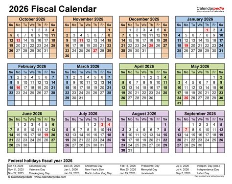 Fiscal Calendars Free Printable Word Templates