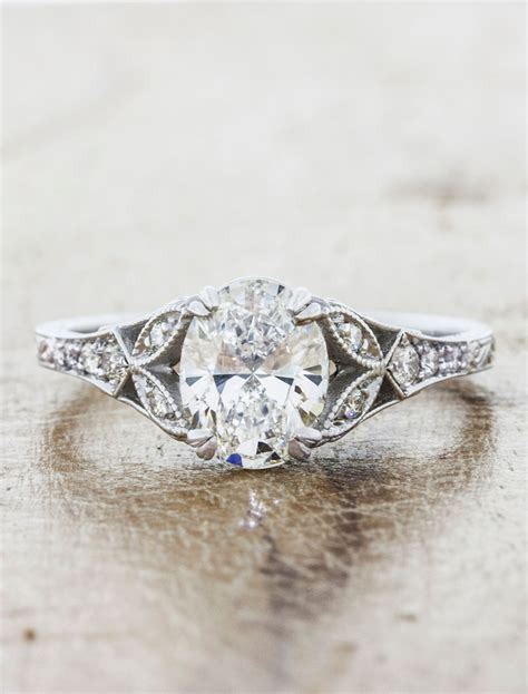 Skyla Vintage Inspired Oval Diamond Filagree Detailed Engagement Ring