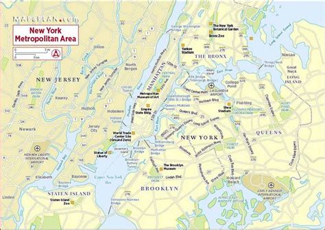 A Map Of The New York Metropolitan Area With Major Cities And Roads On It