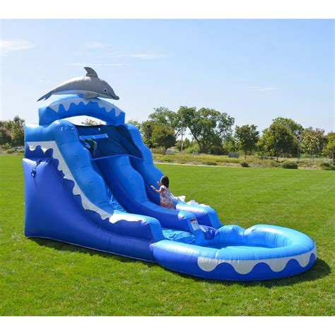 Herokiddo Commercial Grade Inflatable Water Slide With Pool Dolphin