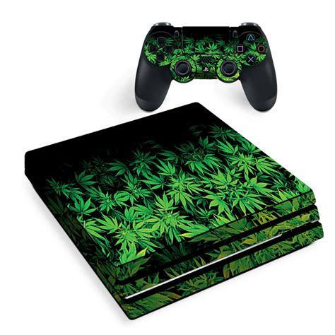 Skin For Sony Ps4 Pro Console Decal Stickers Skins Cover Weed Green