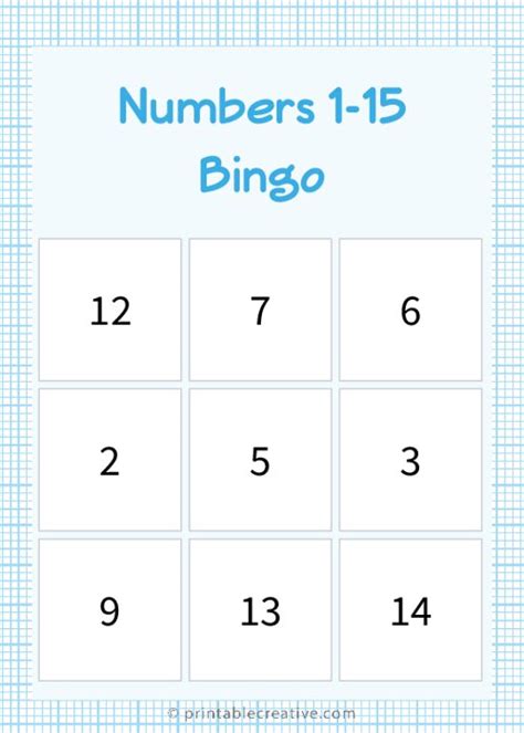 Numbers 1 15 Bingo