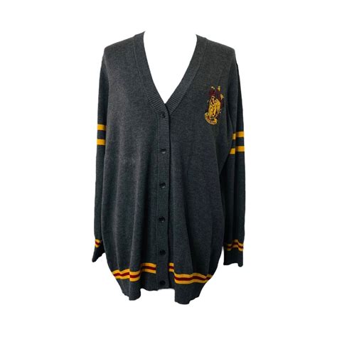 Harry Potter Gryffindor Womens Cardigan Sweater Gray Gem