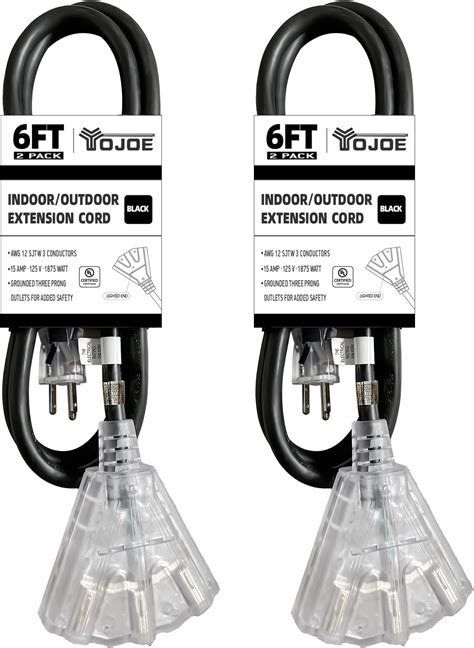 Amazon GREATIDE 3 Ft GFCI Lighted Extension Cord With 3 Power