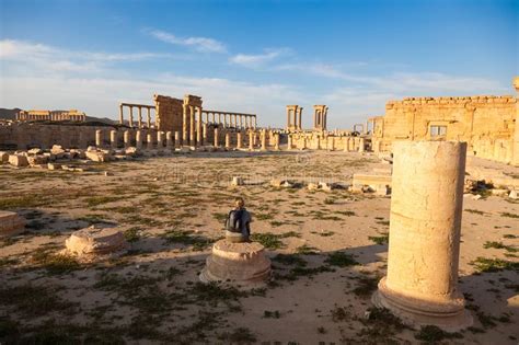 A Traveller Gazes At The Ancient Ruins Of Palmyra Syria Editorial