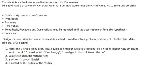Solved The Scientific Method Can Be Applied To Everyday Chegg Com