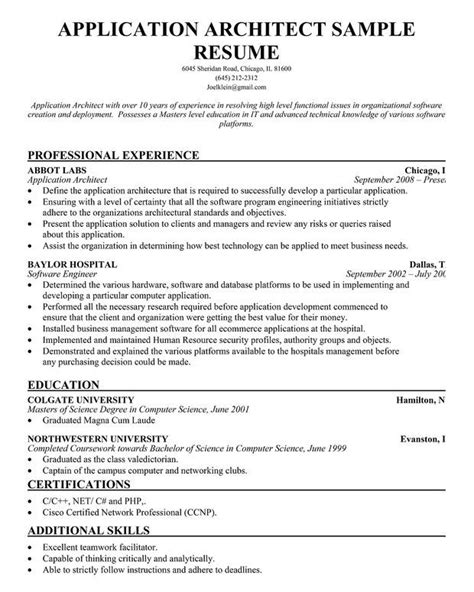 We've put together a collection of resume examples for a variety of industries and job titles with recommended skills and common certifications. Software Architect Resume Examples Of Application Architect Resume Example Resume Panion Resume ...