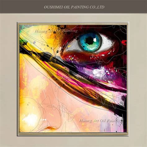 Hand Painted Modern Abstract Oil Painting Colorful Eye Painting On