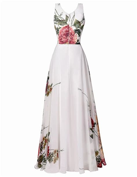 Grace Karin Flower Pattern Floral Prom Dresses Sleeveless Floor Length