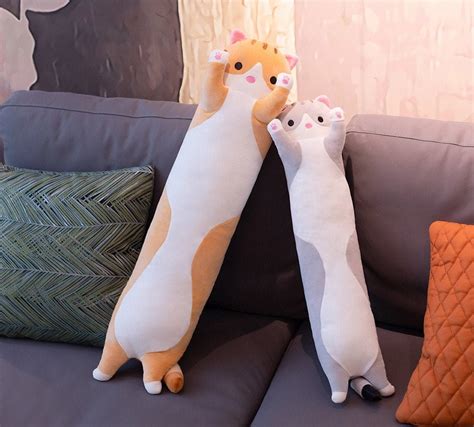 Long Cat Plush Body Pillow Cute Cat Plushie Doll Long Cat Etsy