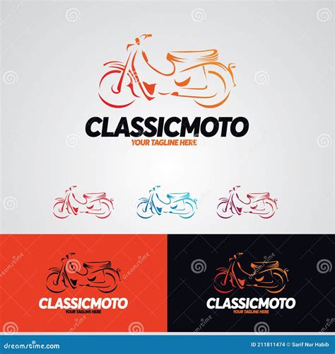 Classic Motorcycle Logo Designs Template Stock Vector Illustration Of