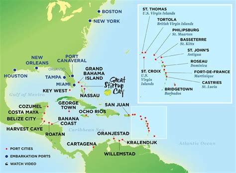 Vacaciones En Crucero Por El Caribe Mapa De Puertos Norwegian Cruise