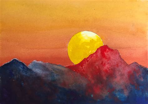 How To Paint A Sunset With Watercolors Step By Step