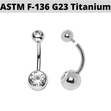 G23 Titanium Internally Threaded Double 5mm8mm Cz Belly Ring Apm